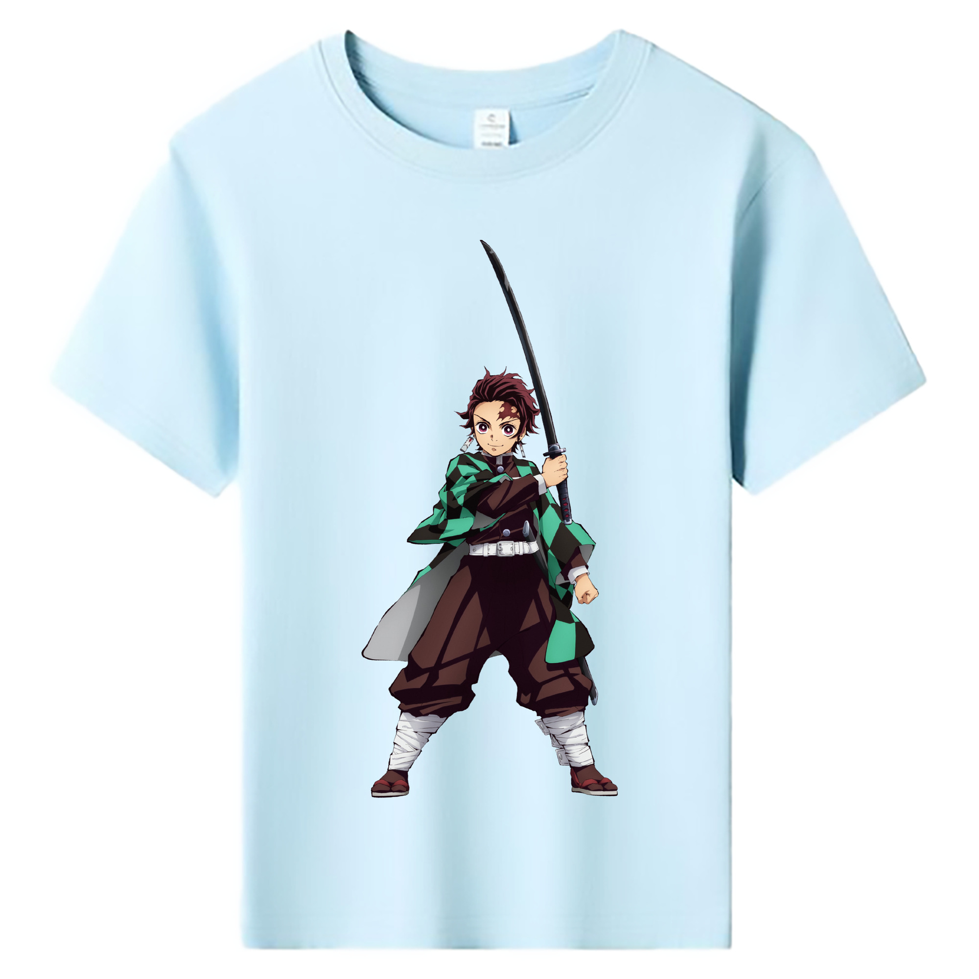 （画像用） 鬼滅の刃 竈門 炭治郎／かまど たんじろう Kamado Tanjirou 綿100％キッズTシャツ（フロントプリント）